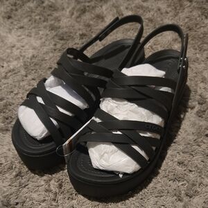 CROCS Women's Black Strappy Platform Sandals